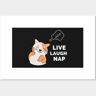 Live Laugh Nap - Black And White Simple Font - Funny Meme Sarcastic Satire Posters and Art